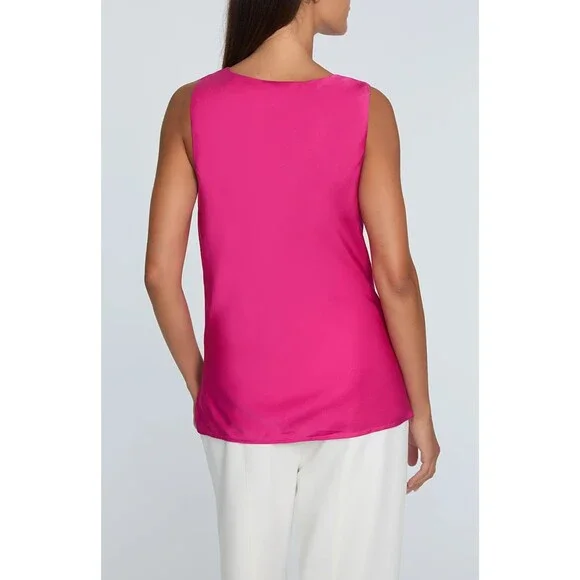 NWT Elie Tahari Women's The Jane Pink Sleeveless Cowl Neck Tank Blouse Size Lrg - Picture 4 of 9